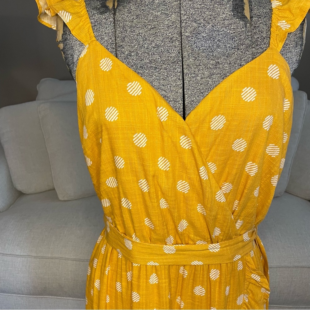S L XL XXL NWT LC Lauren Conrad, golden yellow & white girly wrap flowy dress - Picture 2 of 9